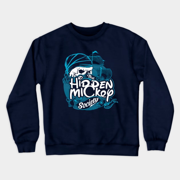 2-Color HMS Pirate Logo (Blue) Crewneck Sweatshirt by hiddenmickeysociety